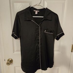 Victoria's Secret Black Shirt with White Piping PJ's with Bottoms